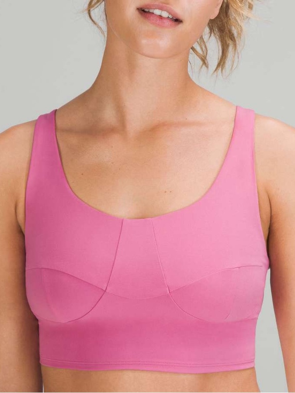 LULULEMON Nulu Front Darting Yoga Bra Scoop Longline Mauve Pink Sports Bra +Pads